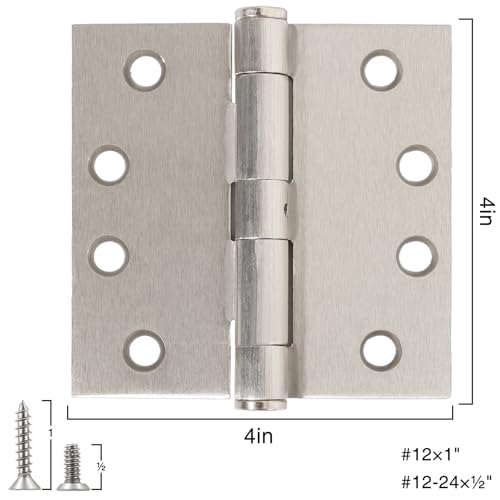 TDCHINGES Exterior Brushed Nickel Door Hinges 4 Inch x 4" NRP Heavy Duty - color: Satin Nickel, size: 2 Pack