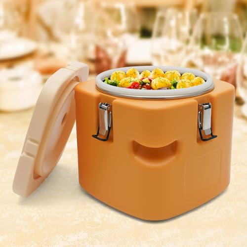 2.5 Gallon Insulated Soup Container Commercial Food Warmer for Hot or Cold Food, Hot Box for Catering, Food Cooler with 4 Buckles, Soup Carrier for Restaurant, Canteen,Home (Yellow) - color: Yellow