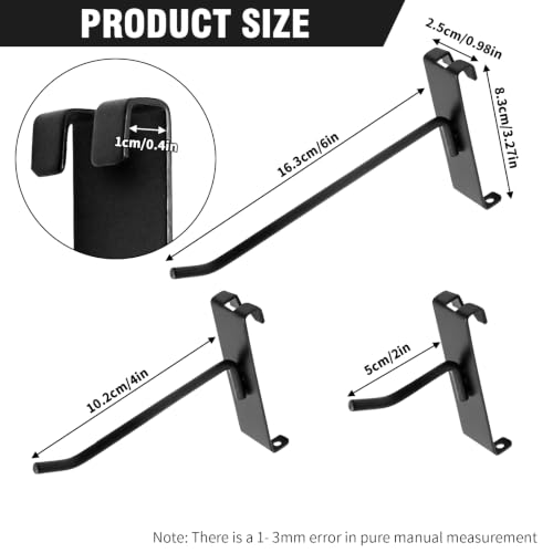 60 PCS 2/4/6 Inch Gridwall Hooks, Heavy Duty Black Display Hooks for Grid Wall Panels, Metal Hook for Retail Stores, Home and Garage Storage - size: 2/4/6 Inch