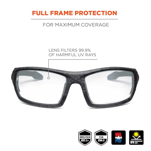 Ergodyne Skullerz ODIN Safety Glasses Sunglasses, Impact Resistant Z87.1+ - color: Kryptek Typhon Frame, Clear Lens
