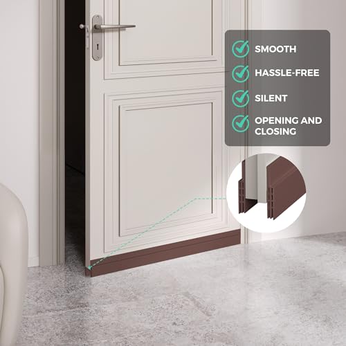 2 Pack Under Door Draft Stopper Weather Stripping Door Seal Threshold Strip - color: Brown, size: 2 Pack