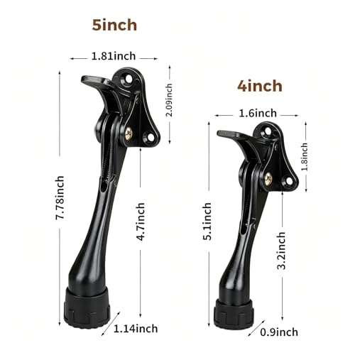 Kickdown Door Stopper 5Inches - One Packs One Touch Adjustable Height Door Stop for The Bottom of Door The Bottom of Door Aluminum Alloy Metal Door Stopper with Rubber Tip Black - color: 5inch Black, size: 5inch 1pack