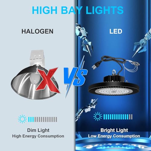 ledmo UFO LED High Bay Light, Pack of 8, Black, with Power Cords - size: 100W-8Pack
