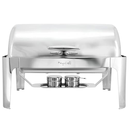 MegaChef 9.5 Quart Oblong Roll Top Stainless Steel Professional Kitchen Chafing Dish/Food Warmer/Buffet Server Serving Trays for Entertaining, Catering, Large Gatherings (9.5 Quart) - size: 9.5 Quart