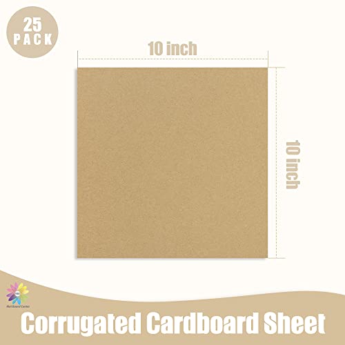 Mat Board Center 25 Pack 10x10 Corrugated Cardboard Sheets Flat 1/8" Pads - color: Brown, size: 10x10