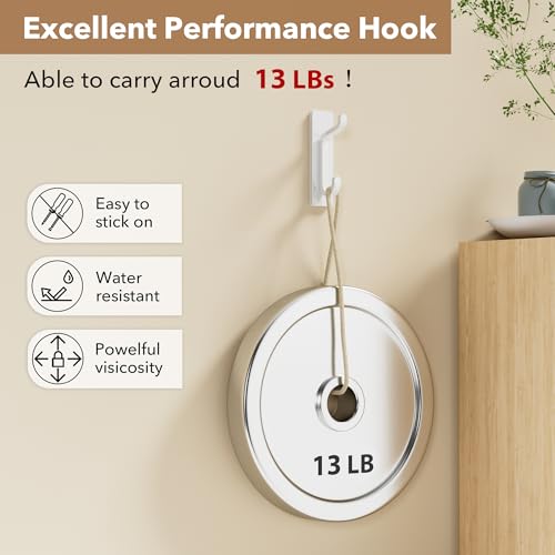 pickpiff 12 Pack Strong Stick-on Hooks 13LB for Coat & Towel, White - color: White, size: 12 Pack