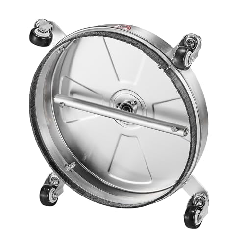 VEVOR 16.5 Inch Pressure Washer Surface Cleaner, 4000 PSI Stainless Steel Attachment with 4 Wheels, 2 Nozzles, 1/4 Inch Quick Connect and 2 Wands for Concrete, Patio, Deck - size: 16.5 Inch w/ Wand & Wheels