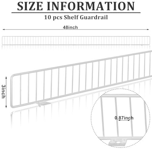 Yaocom 10 Pcs Gondola Shelf Fence 48x3'' Retail Front Wire Guard, White - color: White, size: 48" x 3"