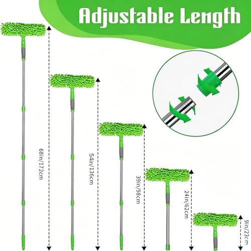 2-in-1 Window Cleaner Tool, 68'' Squeegee for Window Cleaning - color: Green