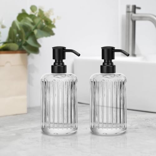 2 Pack Black 304 Stainless Steel Soap Dispenser Pump Replacement Standard 28/400 Thread for Regular Mouth Bottles Lotion Soap Dispenser for Kitchen Bathroom - color: Black