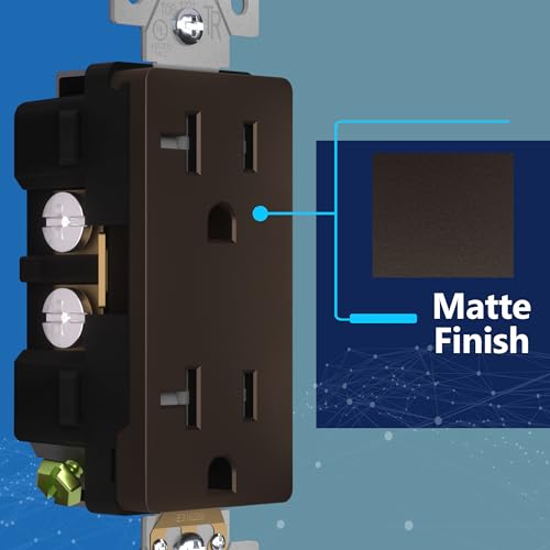 LIDER Decorator Receptacle, Tamper-Resistant Wall Outlet, 20A, 5-Pack - color: Brown, size: 20 Amp (No Wall Plate)