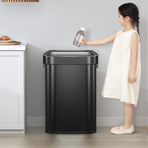 EKO Urban 24 Gallon/90 Liter Open Top Stainless Steel Slim Commercial Trash Can, Tall Kitchen Trash Bin, Heavy-Duty Commercial Grade Large Garbage Bin for Home, Office, Hotel, Restaurant, Matte Black - color: Matte Black, size: 90 Liter, Slim