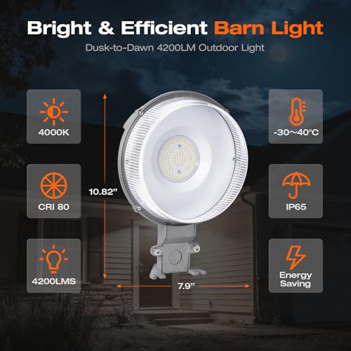 LEDVANCE Sylvania LED Barn Light, Dusk to Dawn Outdoor Lighting with Photocell, Security Lights, FCC/CEC, IP65 Waterproof, 50,000 Hrs, 80 CRI, Yard, Garage, 4000K - 1 Pack (66821) - color: 4000K - Bright White