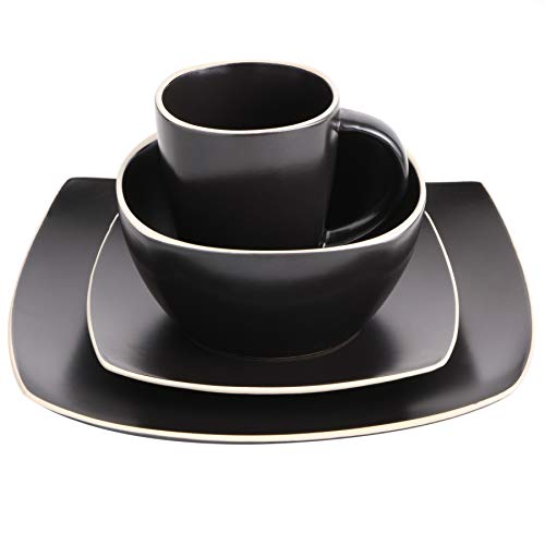 Gibson Home Soho Lounge Dinnerware Set, Service for 4 (16pcs), Matte Black - color: Matte Black