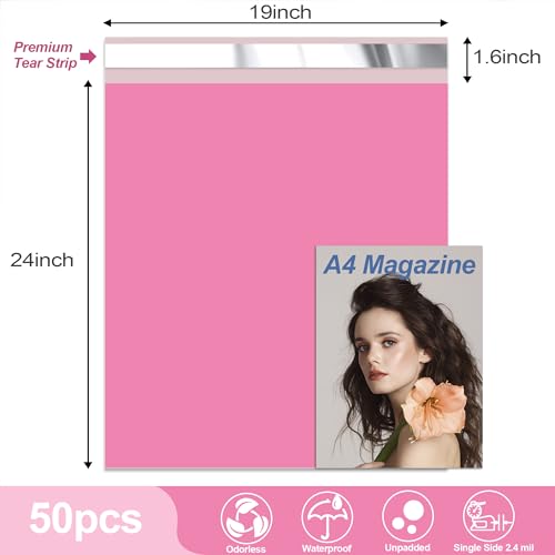 JinRuiKJ Thank You Poly Mailers 19x24 Inch, 50 PCS, Pink - color: Pink, size: 19*24inch 50pcs