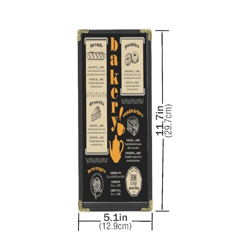 Goodsmart Restaurant Menu Covers - Black, 25 Pack, 4.25" x 11", 1-Page/2-View, Top-Loading Vinyl Menu Holders with Clear Sleeves, Double-Stitched Edge, Leather-Style Café Covers with Gold Corners - color: Black, size: 1 Page / 2 Views - 4.25" x 11"
