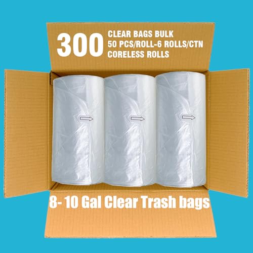 BEIDOU-PAC Trash Bags 8-10 Gallon, 300 Count Bulk, Clear Plastic Recycling Bags, Multi-purpose Garbage Bags Can Liners for Business Home Kitchen Commercial and Industrial - style: 8-10 Gallon |300 Count