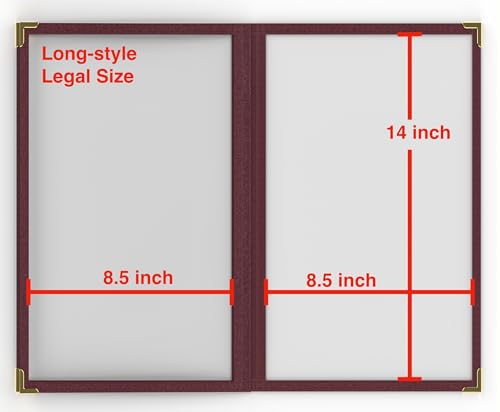 10 Pcs Burgundy Menu Cover 8.5x14, 3 Page 6 View, Crystal-Clear - color: burgundy, size: 3 Pages - 8.5" x 14"