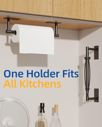 RUACQ Paper Towel Holder Under Cabinet, One Hand Tearing, Matte Black - color: Matte Black, size: One Hand Tear - Rectangle