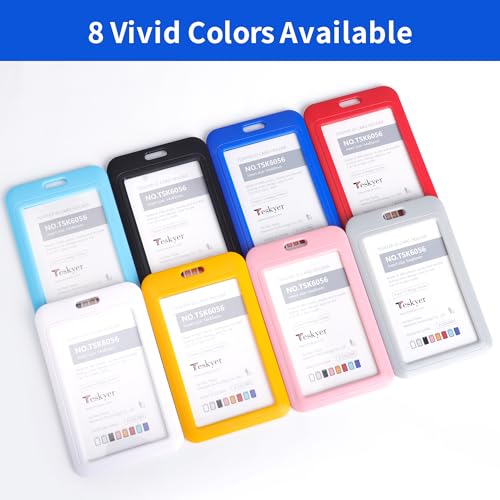 Teskyer 3 Pack Sliding ID Badge Holder, Vertical, Blue - color: Blue