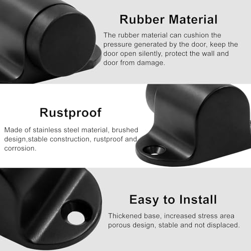 Floor Door Stopper, 1.06 Inch / 27mm, Stainless Steel, 2-Pack - color: 1.03 Inch, Black, size: 2 Pieces