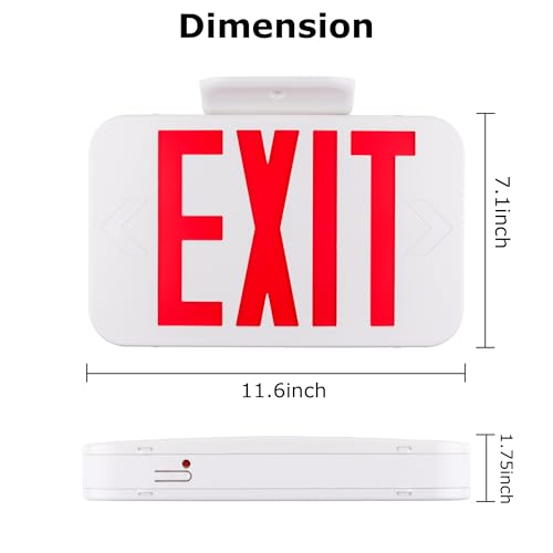 LIT-PaTH Emergency Exit Sign for Business, Battery Backup, 6 Pack - size: 6-pack