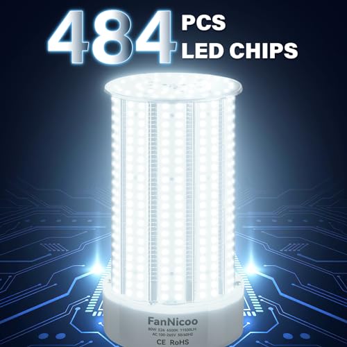 2 Pack 1000W Equivalent Led Corn Bulb Super Bright 11500 Lumen 6500K Daylight White 80W Corn Light Bulb E26/E39 Base LED Corn Light Bulb for Outdoor Indoor Garage Basement Warehouse Workshop Backyard - size: 80W