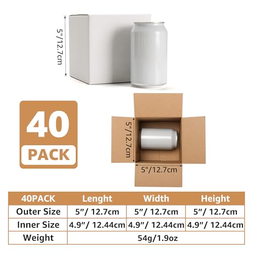 EXYGLO 40 Pack 5x5x5 Shipping Boxes for Small Business, White Corrugated Cardboard Small Box for Packaging, Moving, Mailing, and Storing - color: 40 Pack White, size: 5x5x5 Inch