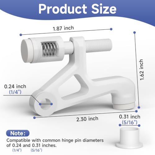 4PCS Hinge Door Stopper, Door Stops with Spring & Silicone Tips - color: White