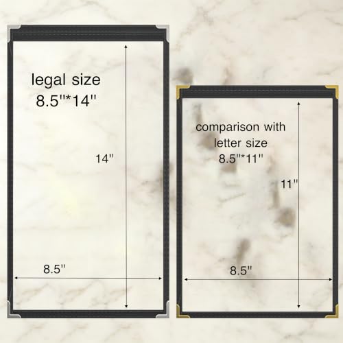 10Pcs Black PVC Clear Menu Cover 8.5x14, 1 Page 2 View - color: black with silver corners, size: 1 Page - 8.5" * 14"