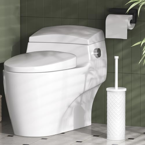 Toilet Bowl Brush and Holder Set 2 Pack with 4 Extra Brush Heads (White) - color: White
