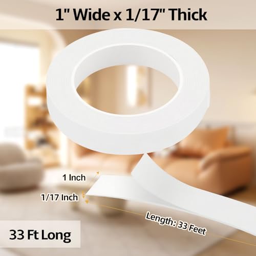 Foam Weather Stripping Door Seal,1 Inch W x 1/17 Inch T x 33 Feet White Window Sealing Tape,Single-Sided Self-Adhesive Insulation Sealing Strip - color: White, size: 1 IN x 1/17 IN x 33FT