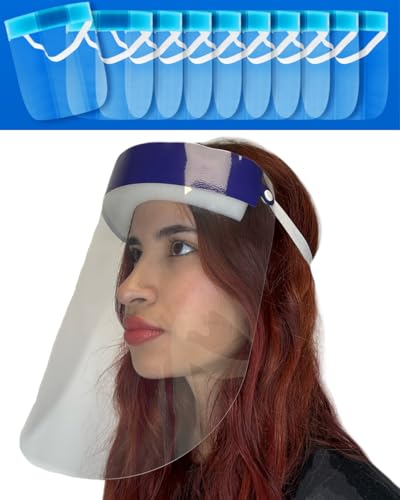 Mystic Romance 10 Pack Face Shields – Reusable Anti-Fog Full Face Protection – Clear Safety Gear for Work, Salons & Travel