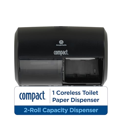 Georgia-Pacific Compact 2-Roll Side-by-Side Coreless High-Capacity Toilet Paper Dispenser by GP PRO (Georgia-Pacific); Black; 56784A; 1 Dispenser