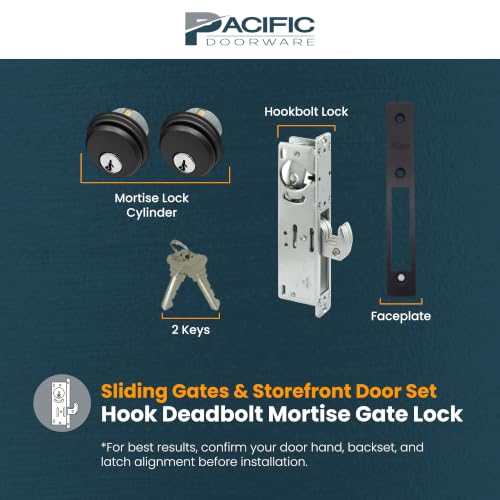 Keyed Hookbolt Set, Double Cylinder, Bronze, 31/32" - color: Duronotic Bronze, size: 31/32" Backset, style: Double Cylinder