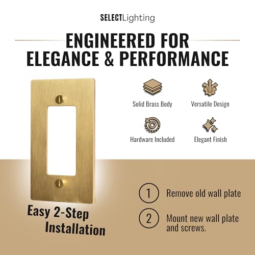 SELECT 1-Gang Solid Brass Wall Plate Cover, Satin Brass Finish - color: Satin Brass, size: 1 Gang, style: Wall Plate