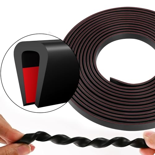 Silicone Edge Trim Self-Adhesive U Channel Silicone Edge Trim Edge Protector for Sheet Metal (Black, Fit 1/8" - L 20') - color: Black, size: Fit 1/8" - L 20'