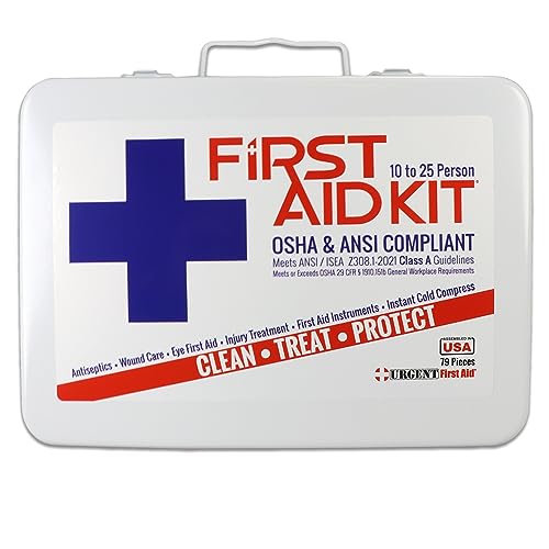 OSHA & ANSI Class A, Metal First Aid Kit, 25 Person, 79 Piece Emergency Kit
