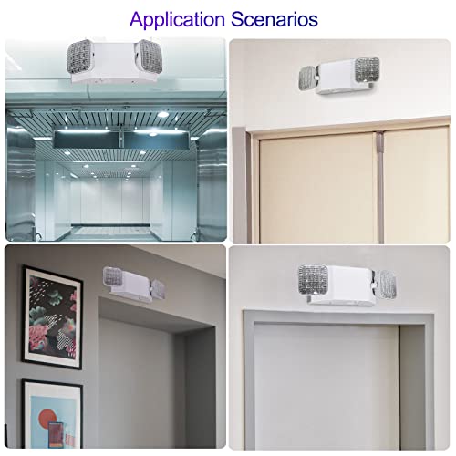 GZRUIYANG LED Emergency Lights with Battery Backup, Commercial Emergency Light Fixtures for Business Home Power Failure Emergency Exit Sign Lighting with 1.0 Meter Plug, Adjustable Square Head - color: White with Plug, size: 1 Pack
