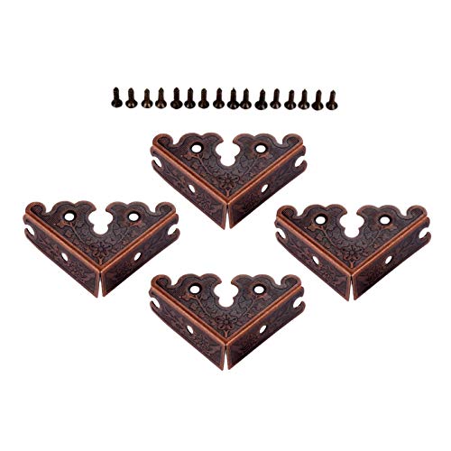 dophee 4Pcs Red Copper Decorative Metal Corner Protectors 1.34"x1.34" - color: Red Copper