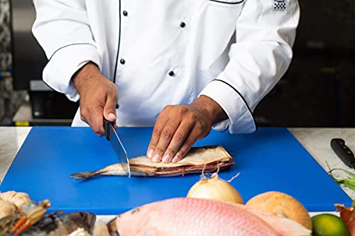 Thirteen Chefs Extra Large 24 x 18 Blue Cutting Board - 1/2" Thick HDPE Plastic for Fish and Seafood, Restaurant Quality Poly, NSF for Commercial Kitchens - color: Blue, size: 24"L x 18"W