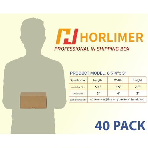 HORLIMER 6x4x3 inches Shipping Boxes Set of 40, Brown Corrugated Cardboard Box for Mailing, Packaging, Small Business - color: Brown, size: 6" x 4" x 3"