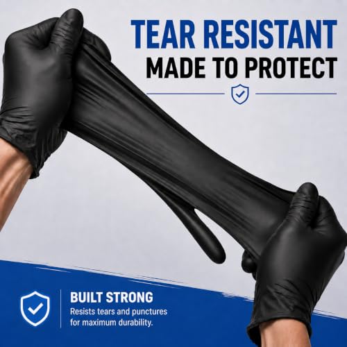 Black Nitrile Disposable Gloves, Food Grade, 5 Mil, Large 100 Count - color: Black, size: Large