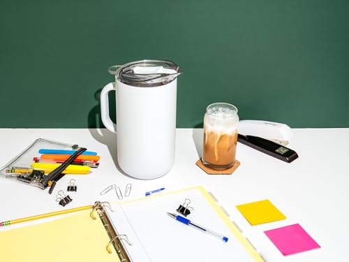 Served Premium Insulated Pitcher (2L/66oz) - Double Walled, Copper Lined Stainless Steel Pitcher with Lid - Vacuum Insulated Carafe for Hot Coffee, Tea, Iced Drinks, Water, Cocktails, and More - color: White Icing
