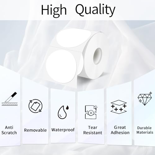 2 Inch White Round Thermal Labels Sticker, Waterproof Circle Direct Thermal Labels, Removable Multi-Purpose Self-Adhesive Sticker Label for DIY Logo Design- 300 Sheet/Roll - color: White, size: 2 inch