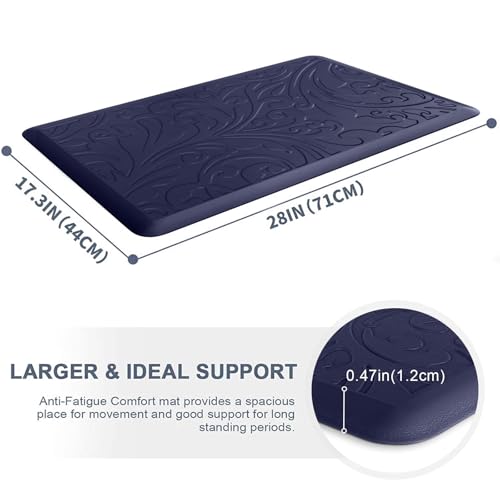Kitchen Mat Cushioned Anti-Fatigue Comfort Standing Mat Rug for Home,Office - color: Blue, size: 1'5" x 2'4" (Rectangular)