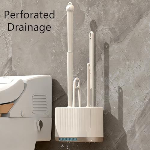 Basaza Toilet Brush and Holder Set Hidden Toilet Bowl Cleaning Brush and Holder for Bathroom Toilet Bowl Cleaner Brushes & Holders 4 in 1 White Bathroom Accessories - color: #A5 White Toilet Brush and Holder Set
