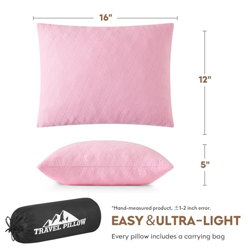 Small Shredded Memory Foam Pillow, Camping Pillow Travel Pillow - Compressible Medium Firm, Breathable Cover, Ideal Backpacking Hiking, Airplane and Car (Apricot Pink, S) - color: Apricot Pink, size: S-16 X 12 Inch