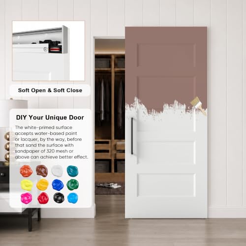 36"x84" 5-Panel Concealed Sliding Barn Door with Soft Close