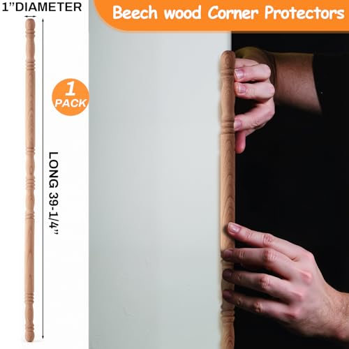 Doublefill 1 Pack Beechwood Wood Wall Corner Guards, 39-1/2'' x 1'' - color: Beechwood, size: 39-1/2'' X 1''